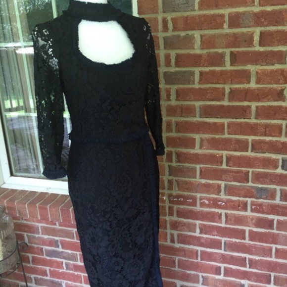 Alexis Lace Dress High Neck Midi - Picture 9 of 9